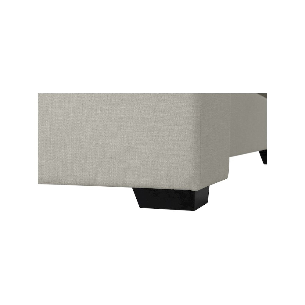 Oxford Beige Linen Textured Fabric Queen Bed