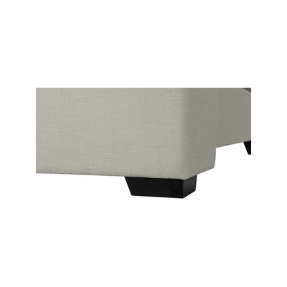 Oxford Beige Linen Textured Fabric Queen Bed