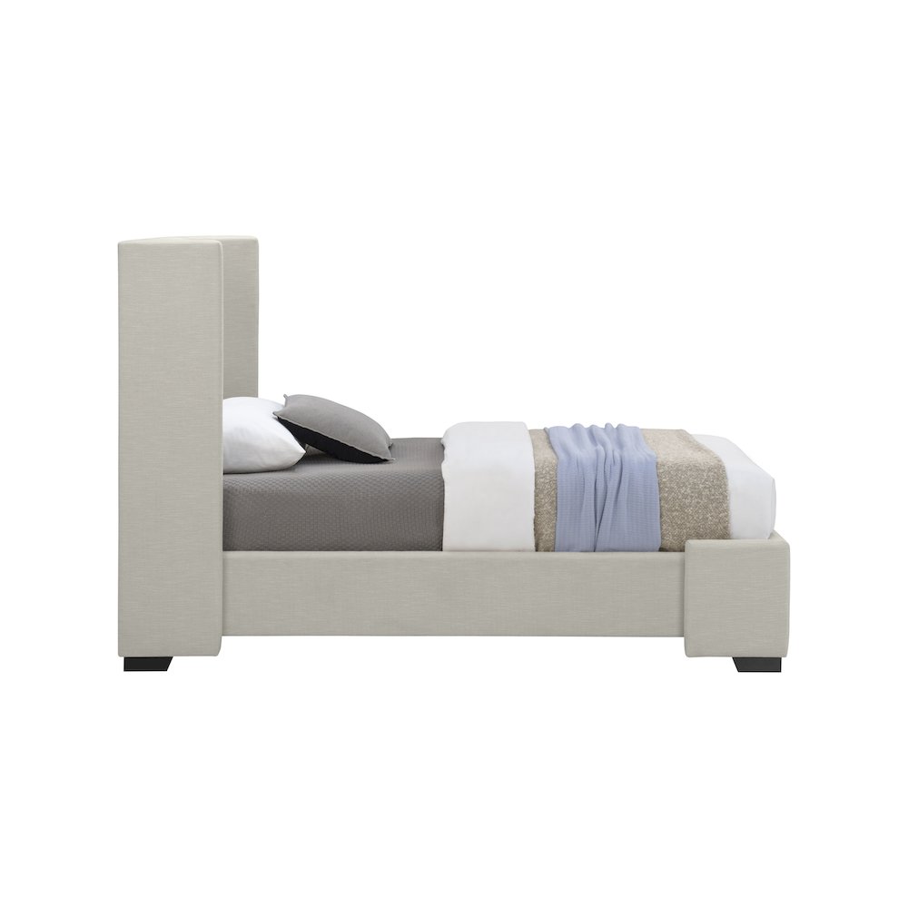 Oxford Beige Linen Textured Fabric Twin Bed