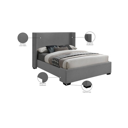 Oxford Grey Linen Textured Fabric Full Bed