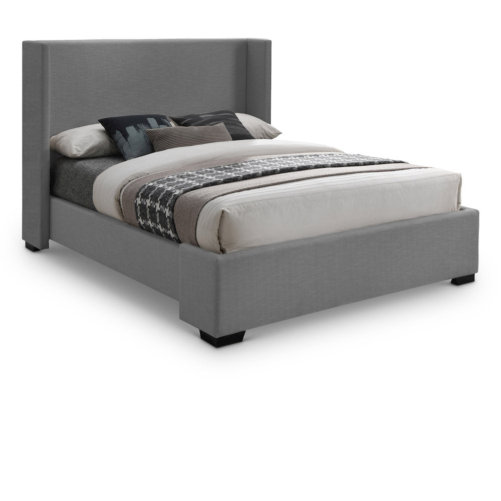 Oxford Grey Linen Textured Fabric Full Bed