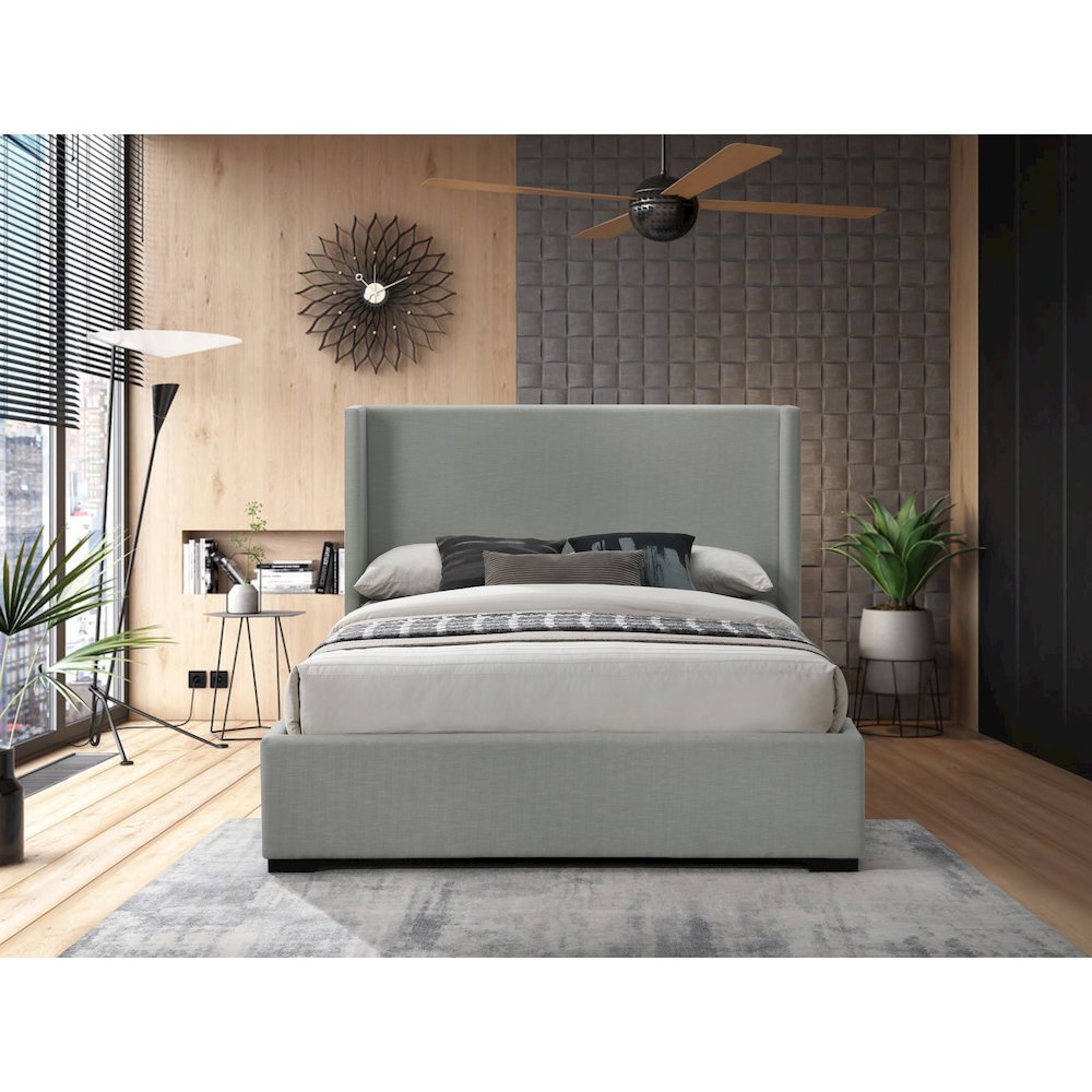 Oxford Grey Linen Textured Fabric Full Bed