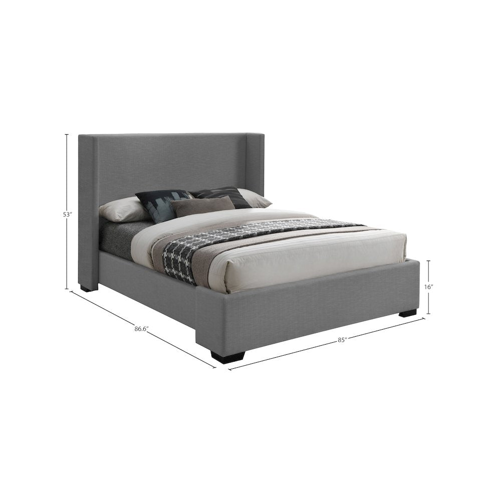 Oxford Grey Linen Textured Fabric King Bed