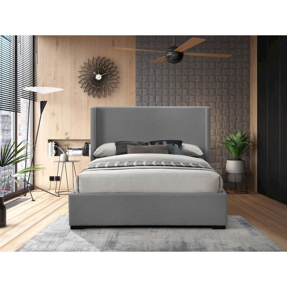 Oxford Grey Linen Textured Fabric King Bed