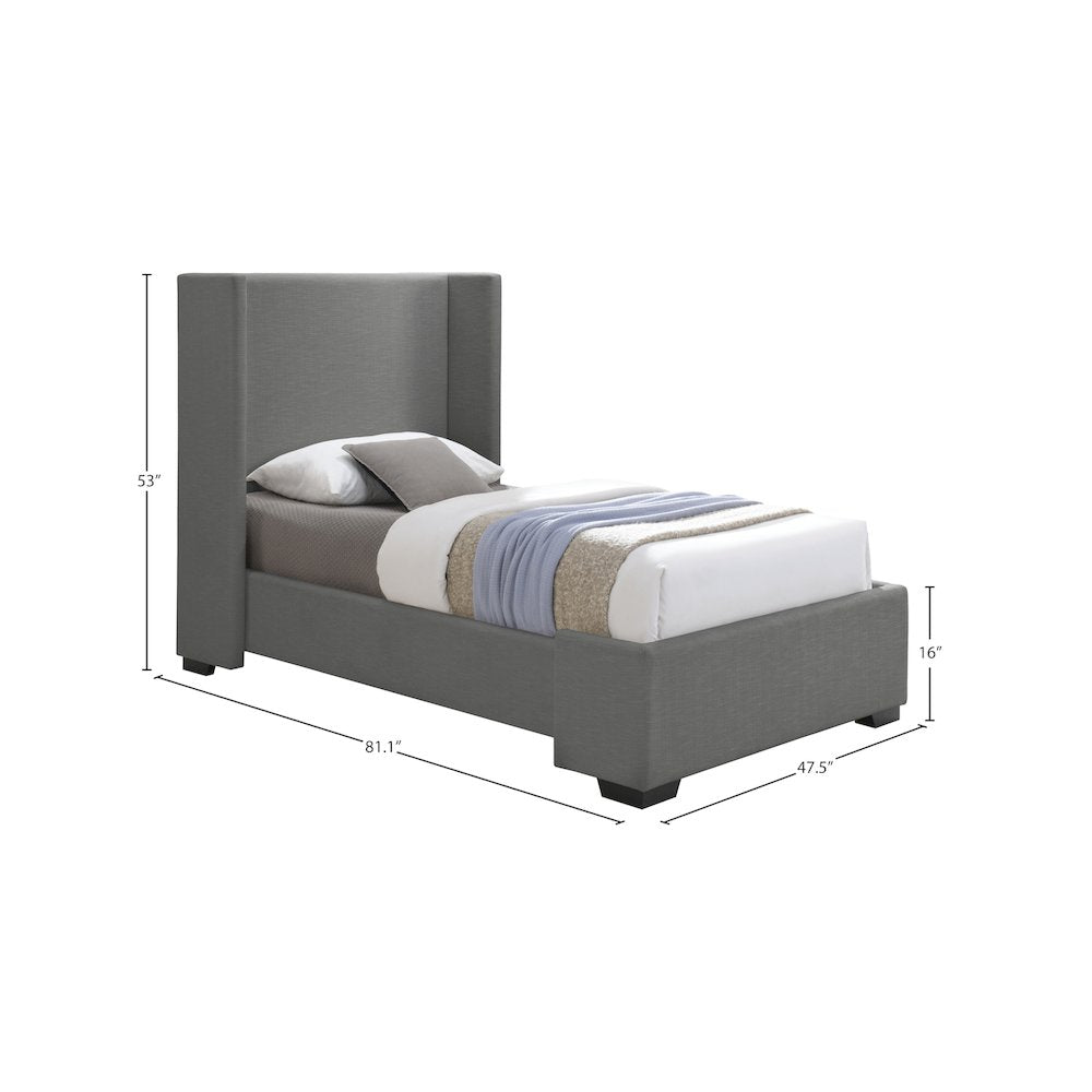 Oxford Grey Linen Textured Fabric Twin Bed