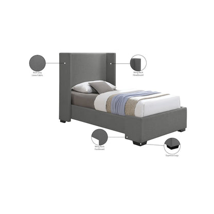 Oxford Grey Linen Textured Fabric Twin Bed