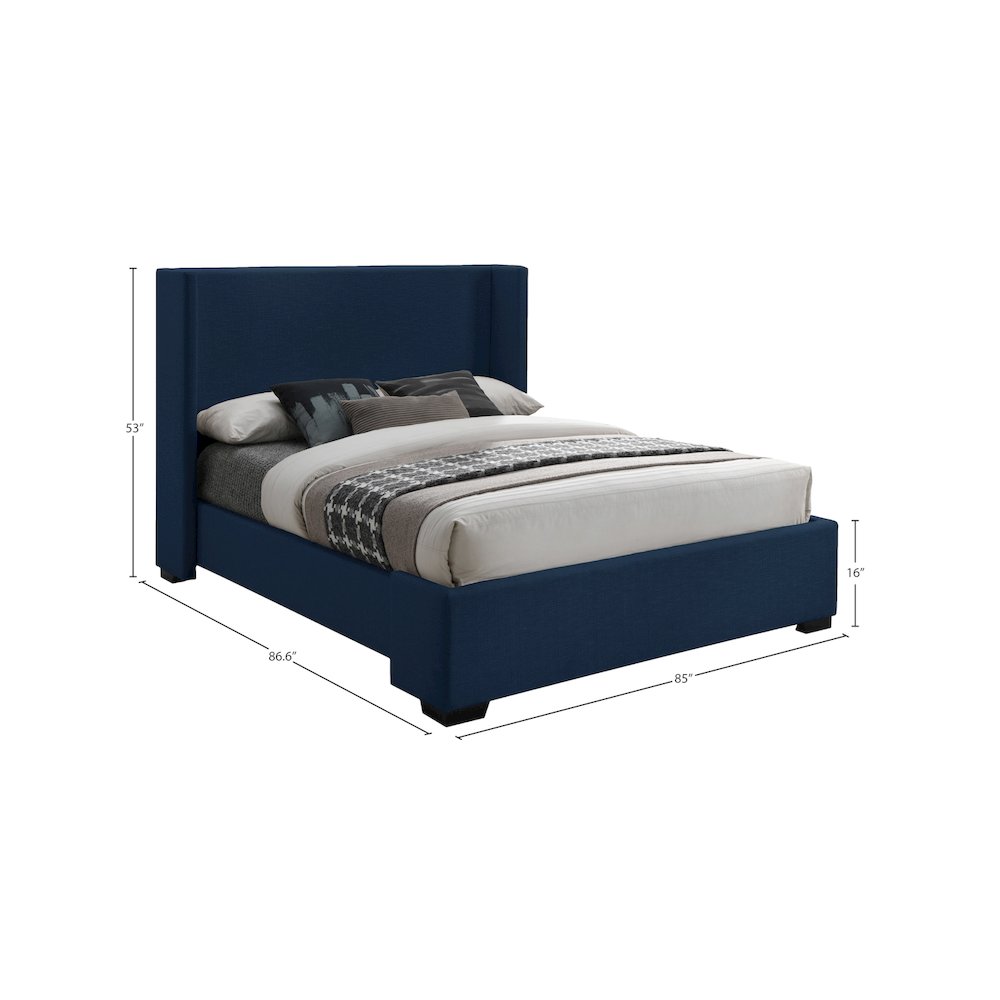 Oxford Navy Linen Textured Fabric King Bed