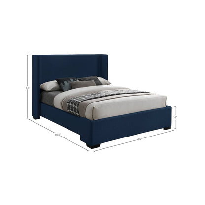 Oxford Navy Linen Textured Fabric King Bed
