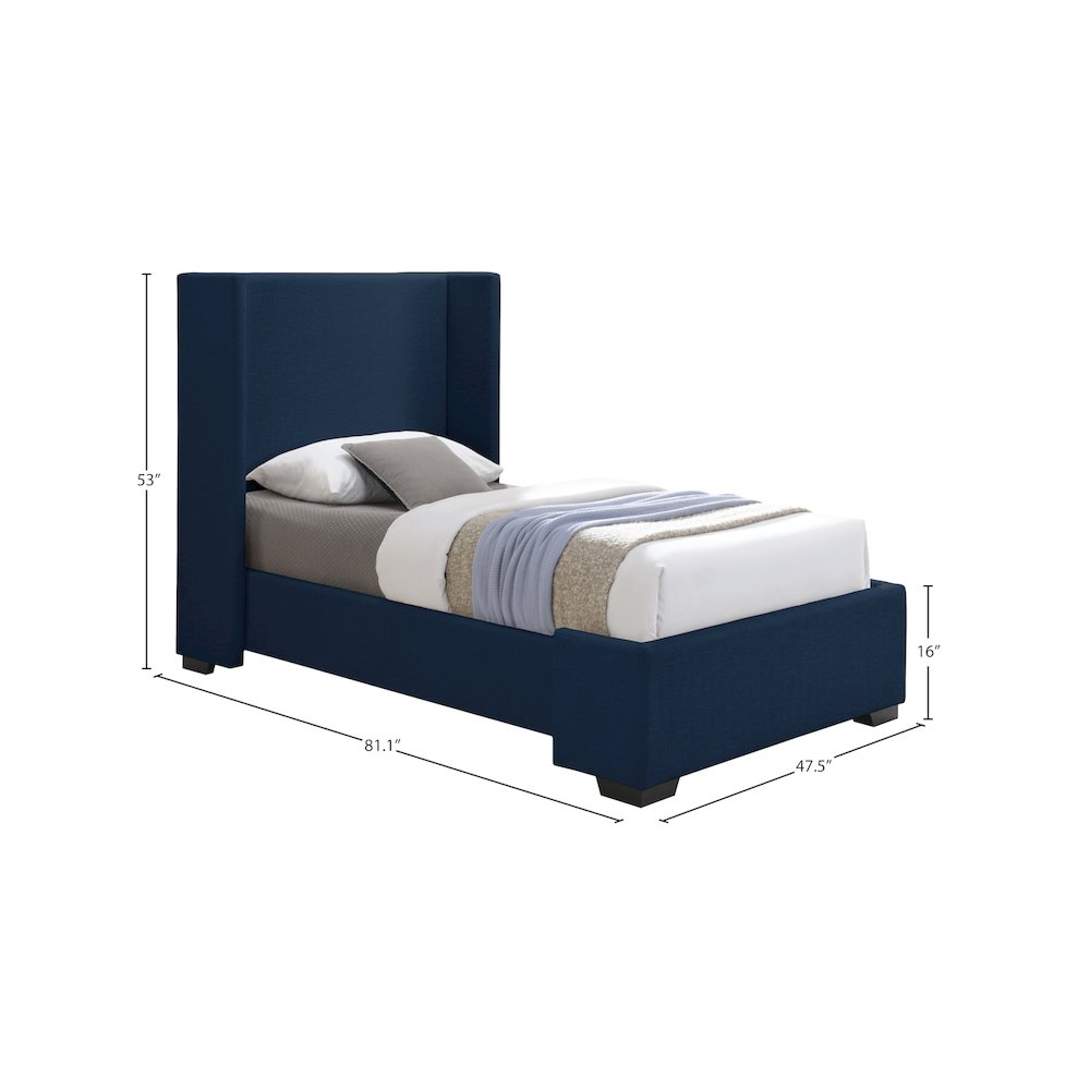Oxford Navy Linen Textured Fabric Twin Bed