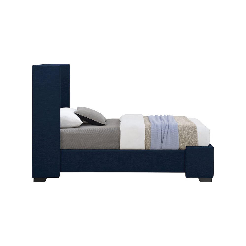 Oxford Navy Linen Textured Fabric Twin Bed