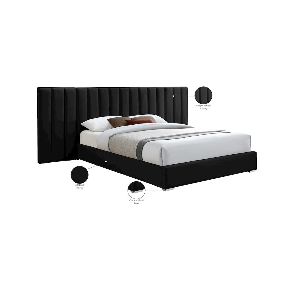 Pablo Black Velvet King Bed