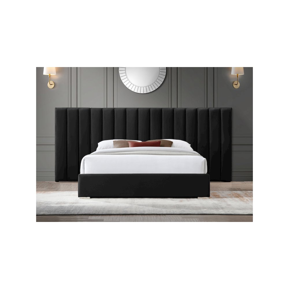 Pablo Black Velvet Queen Bed