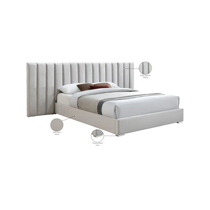 Pablo Cream Velvet Queen Bed