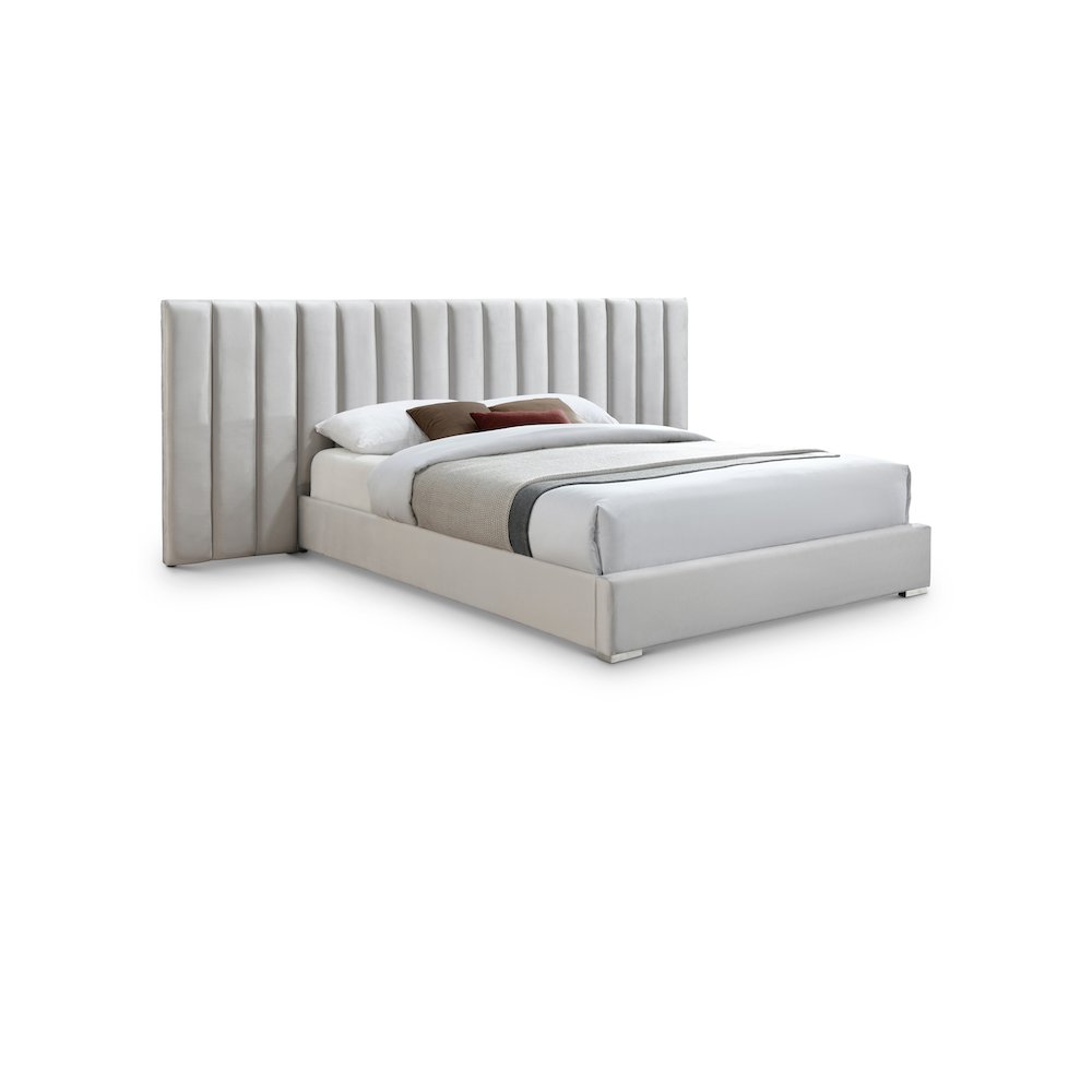 Pablo Cream Velvet Queen Bed