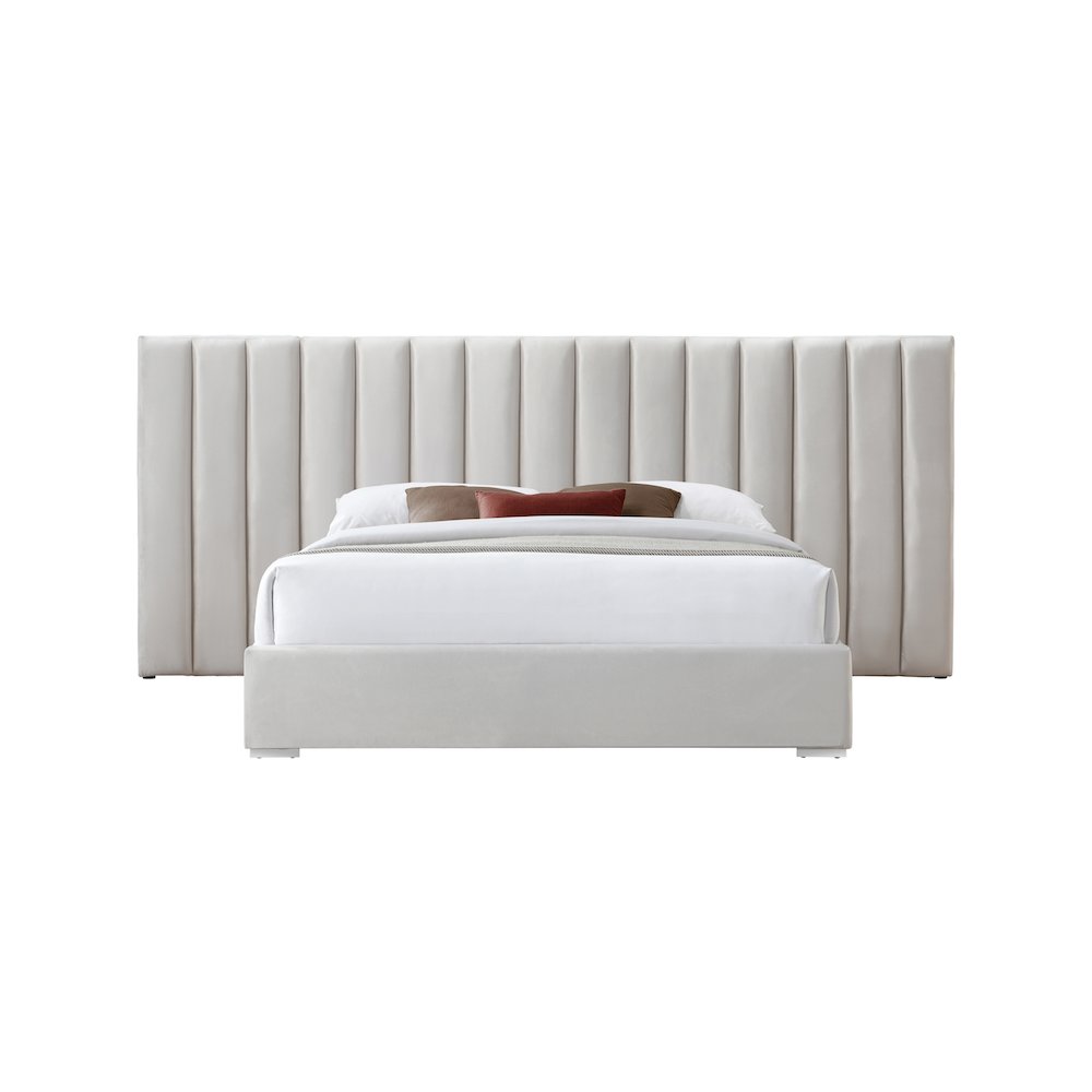 Pablo Cream Velvet Queen Bed