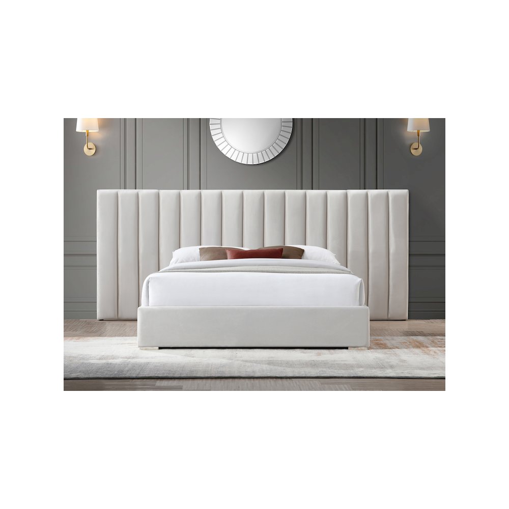 Pablo Cream Velvet Queen Bed