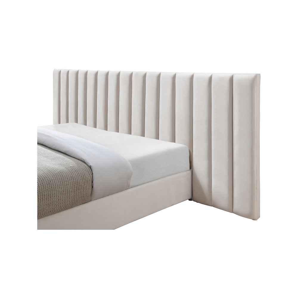 Pablo Cream Velvet Queen Bed