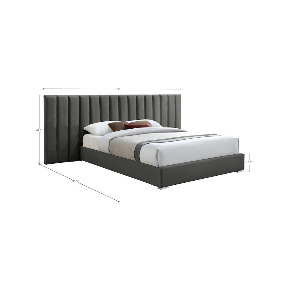 Pablo Grey Velvet Queen Bed
