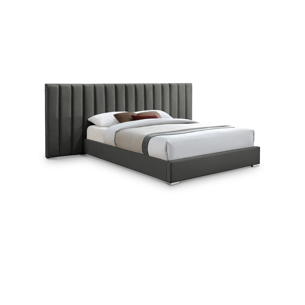 Pablo Grey Velvet Queen Bed