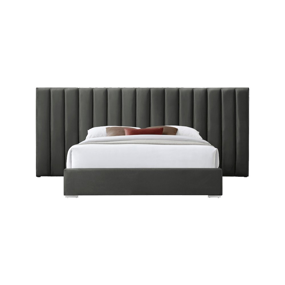Pablo Grey Velvet Queen Bed
