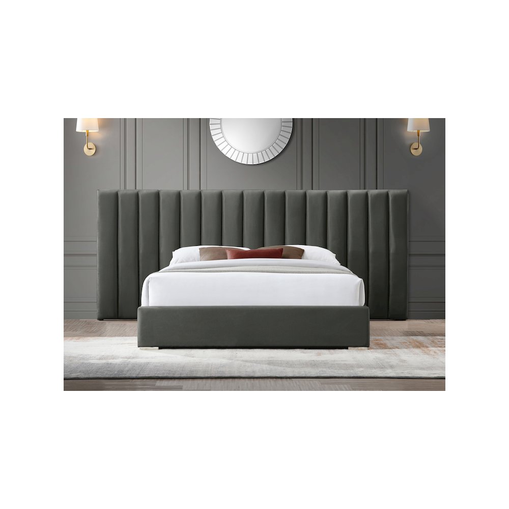 Pablo Grey Velvet Queen Bed