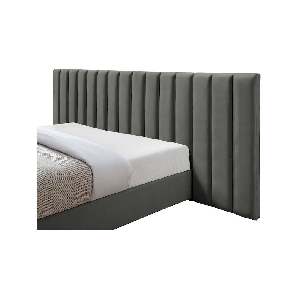 Pablo Grey Velvet Queen Bed
