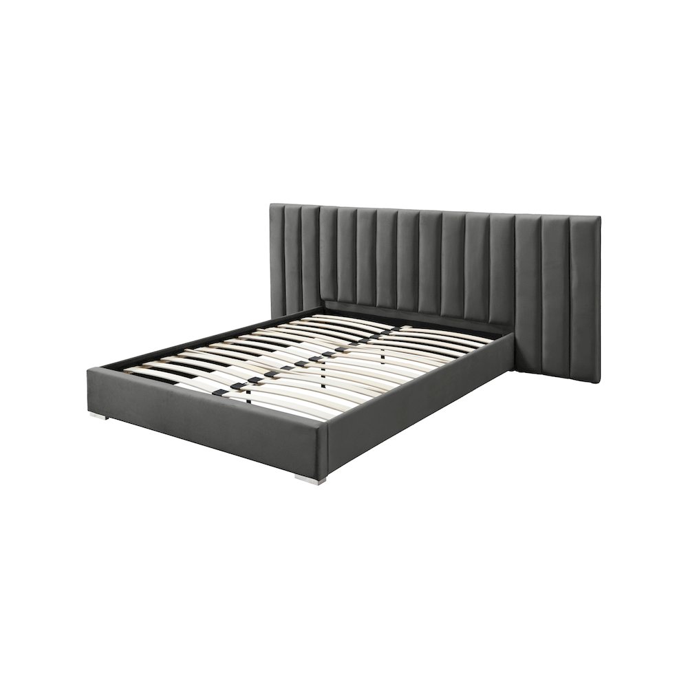 Pablo Grey Velvet Queen Bed