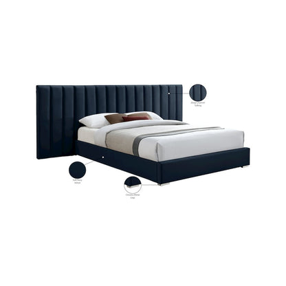 Pablo Navy Velvet Queen Bed