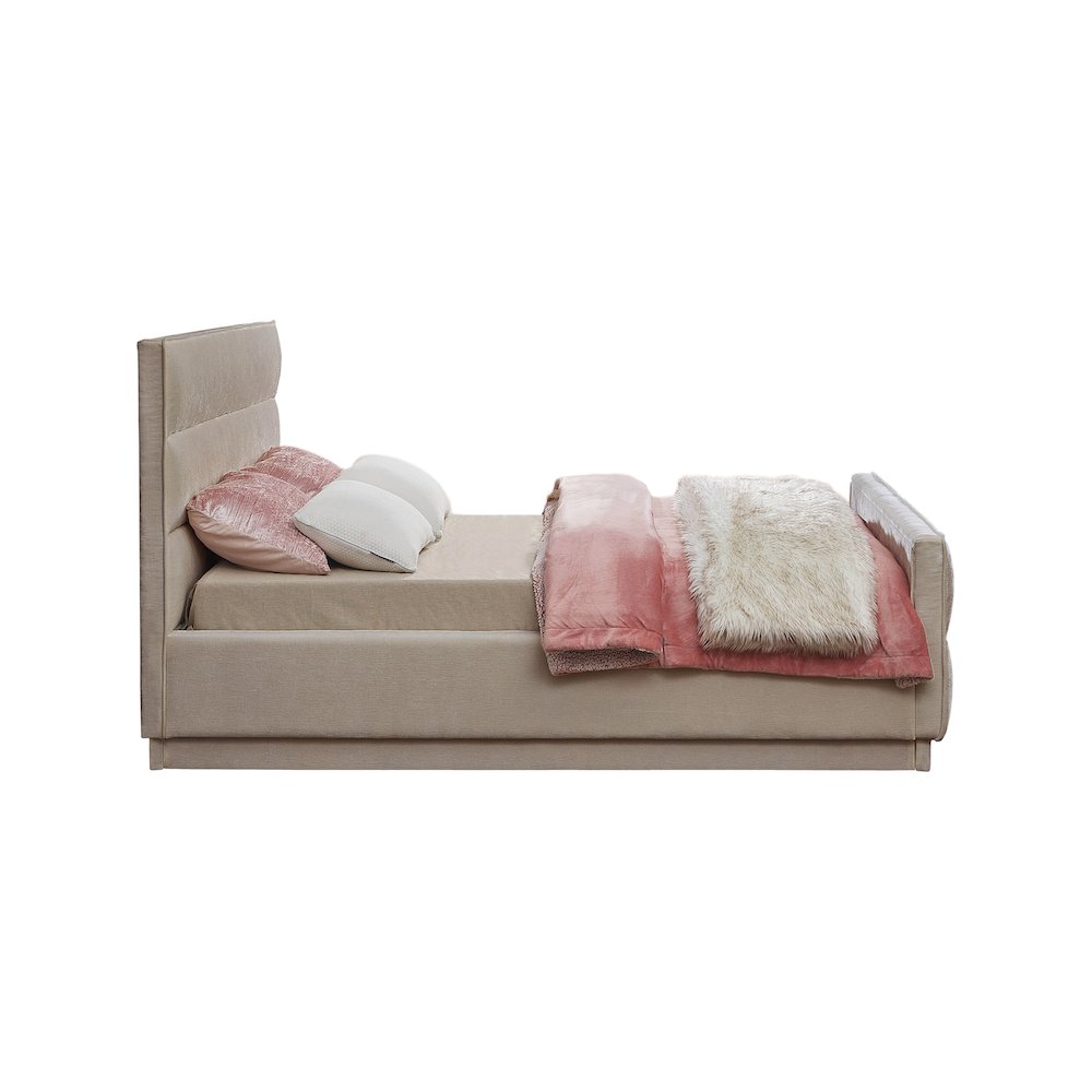 Paxton Beige Chenille Fabric Full Bed
