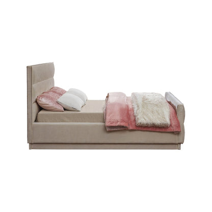 Paxton Beige Chenille Fabric Queen Bed