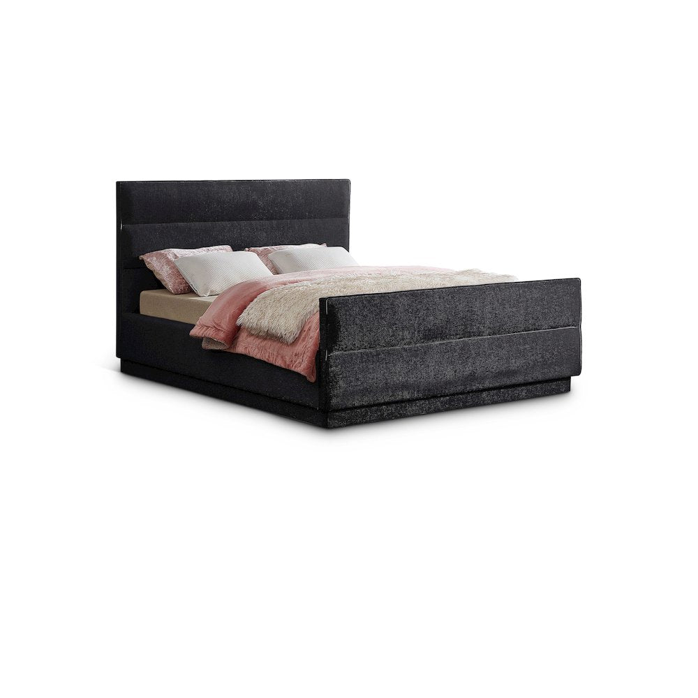 Paxton Black Chenille Fabric King Bed
