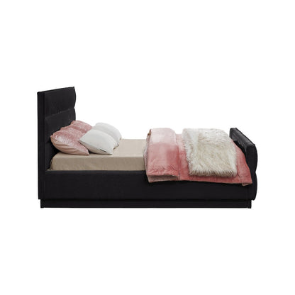 Paxton Black Chenille Fabric King Bed