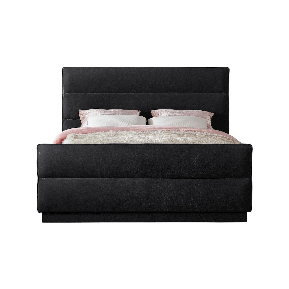 Paxton Black Chenille Fabric Queen Bed