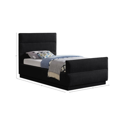Paxton Black Chenille Fabric Twin Bed