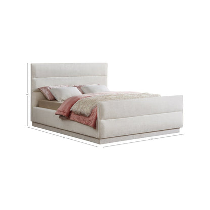 Paxton Cream Chenille Fabric King Bed