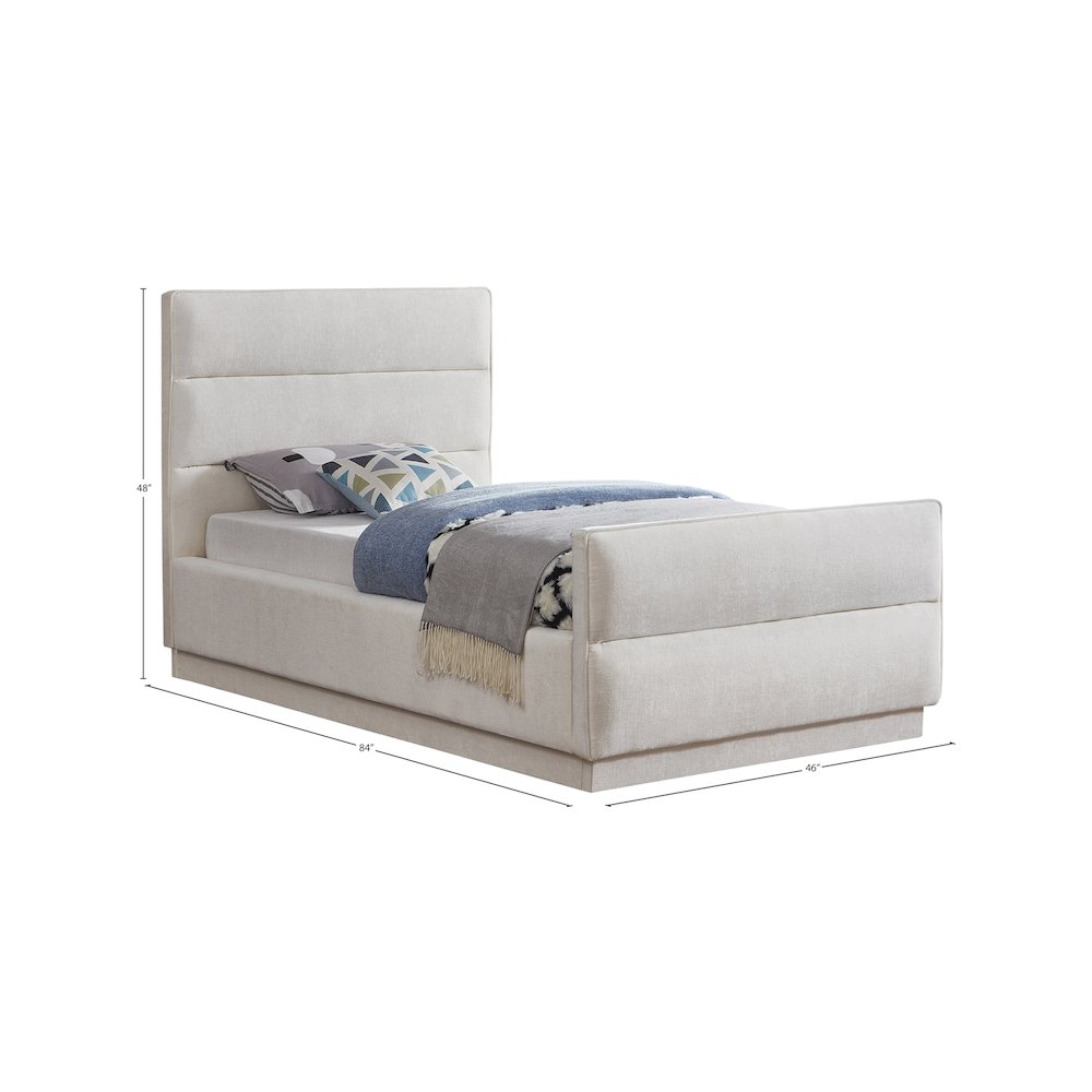 Paxton Cream Chenille Fabric Twin Bed