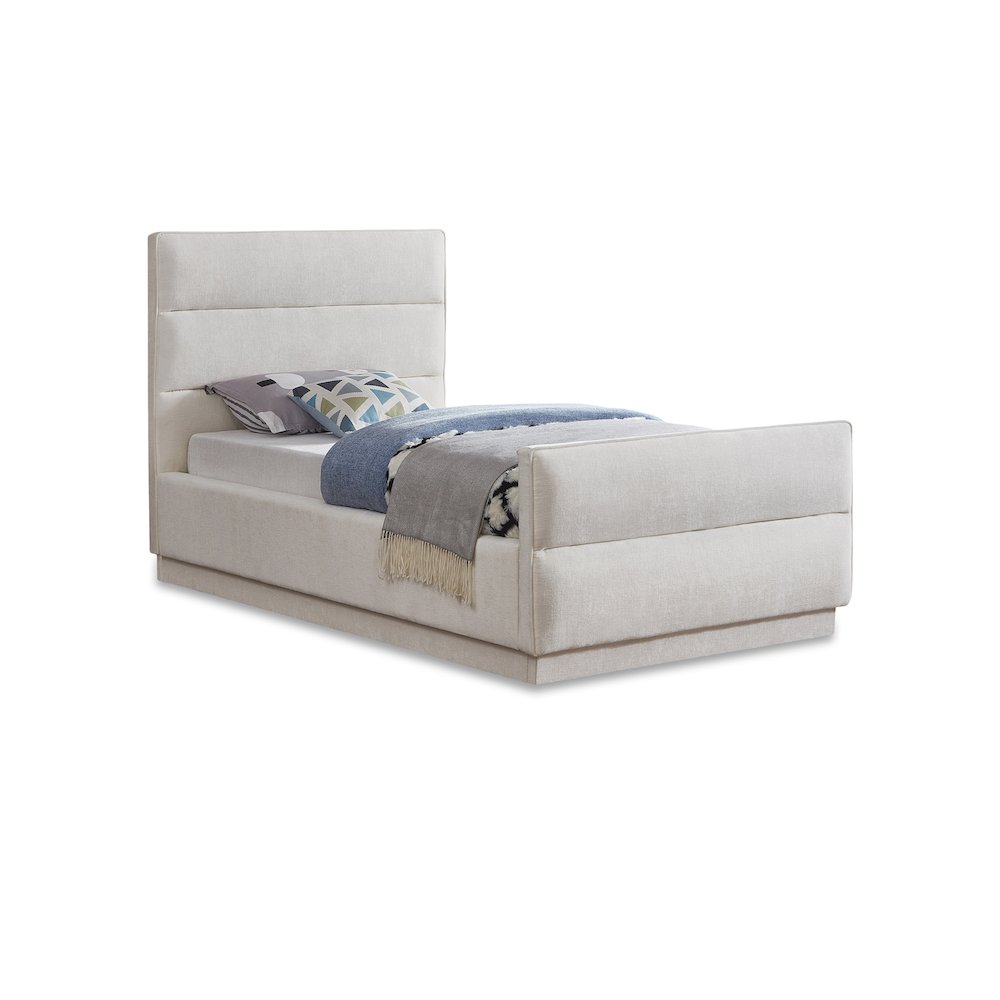 Paxton Cream Chenille Fabric Twin Bed