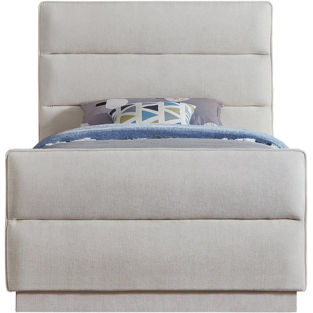 Paxton Cream Chenille Fabric Twin Bed