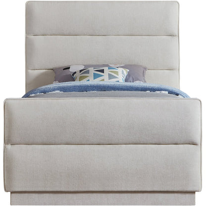 Paxton Cream Chenille Fabric Twin Bed