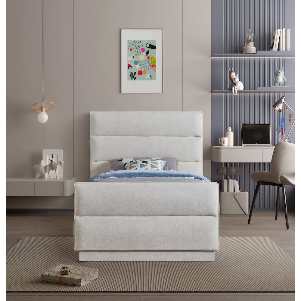 Paxton Cream Chenille Fabric Twin Bed