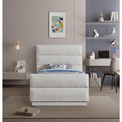 Paxton Cream Chenille Fabric Twin Bed