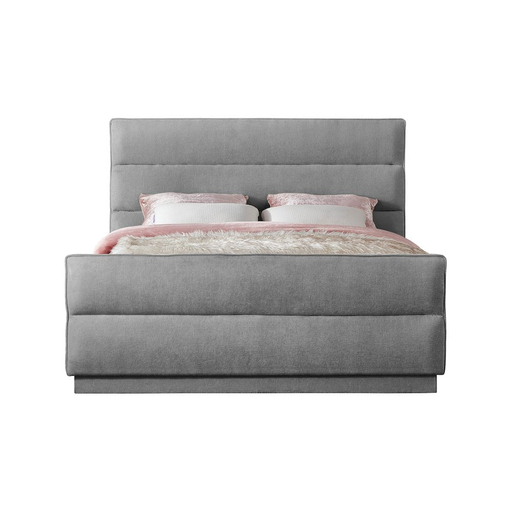 Paxton Grey Chenille Fabric King Bed