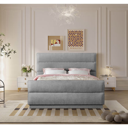 Paxton Grey Chenille Fabric King Bed