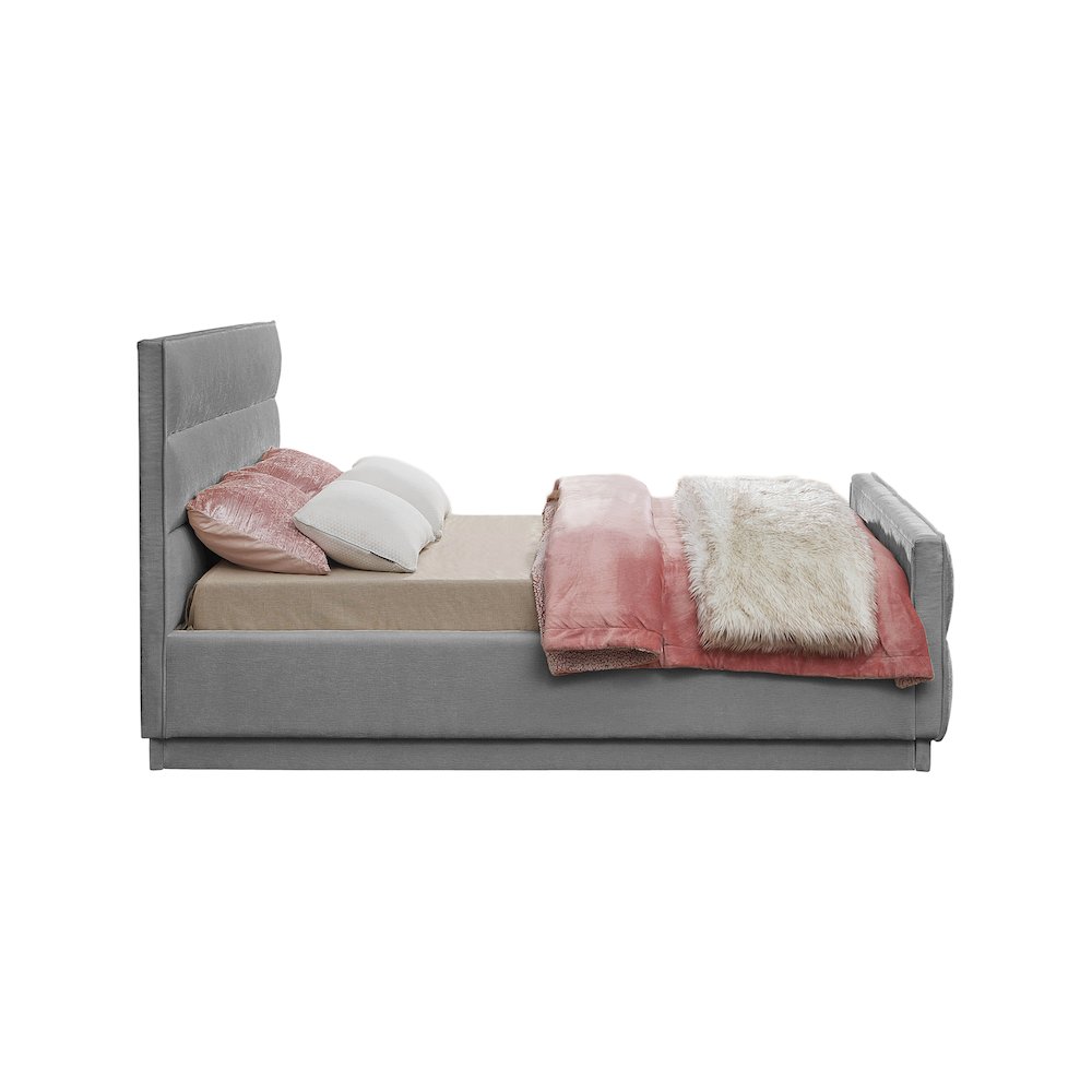 Paxton Grey Chenille Fabric King Bed