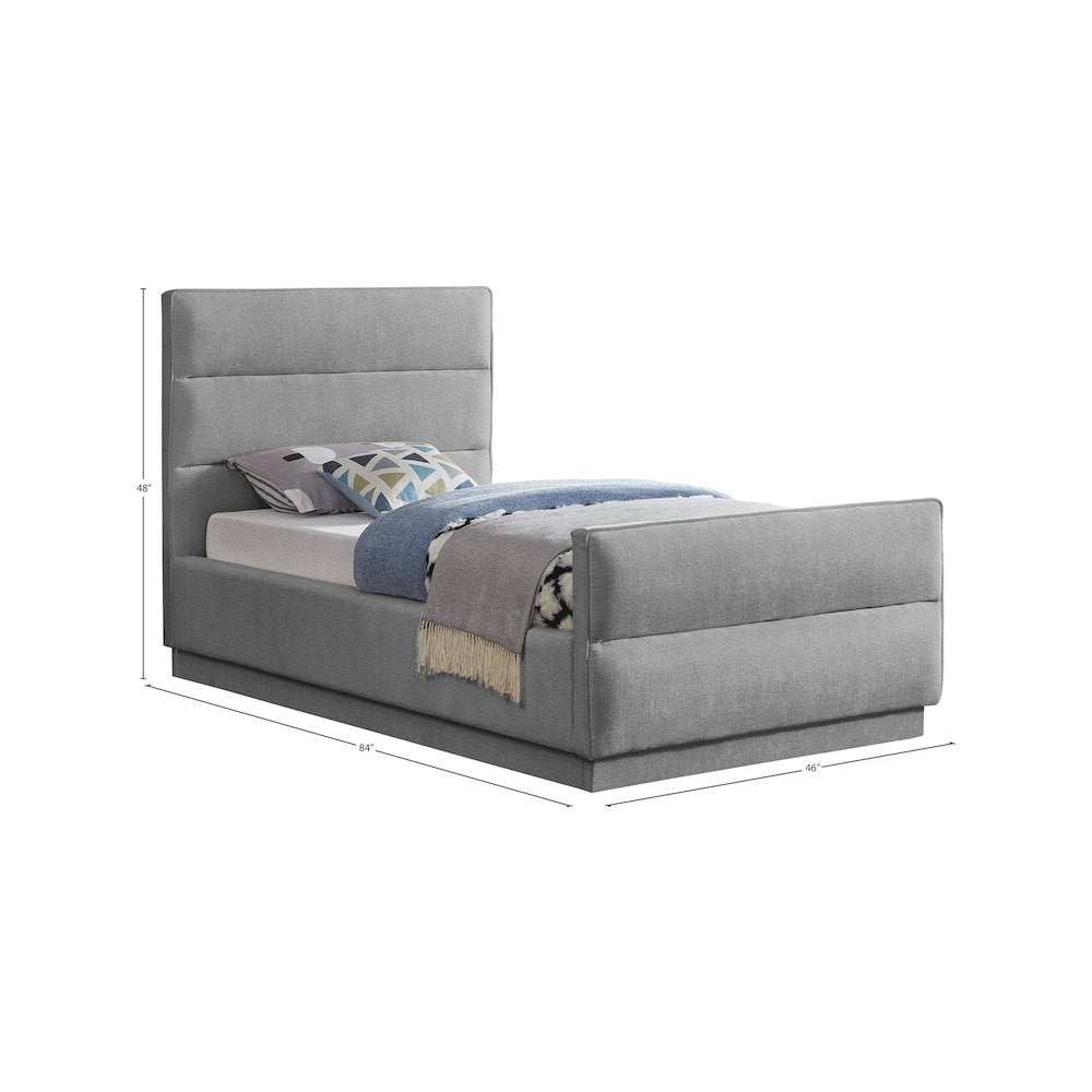 Paxton Grey Chenille Fabric Twin Bed