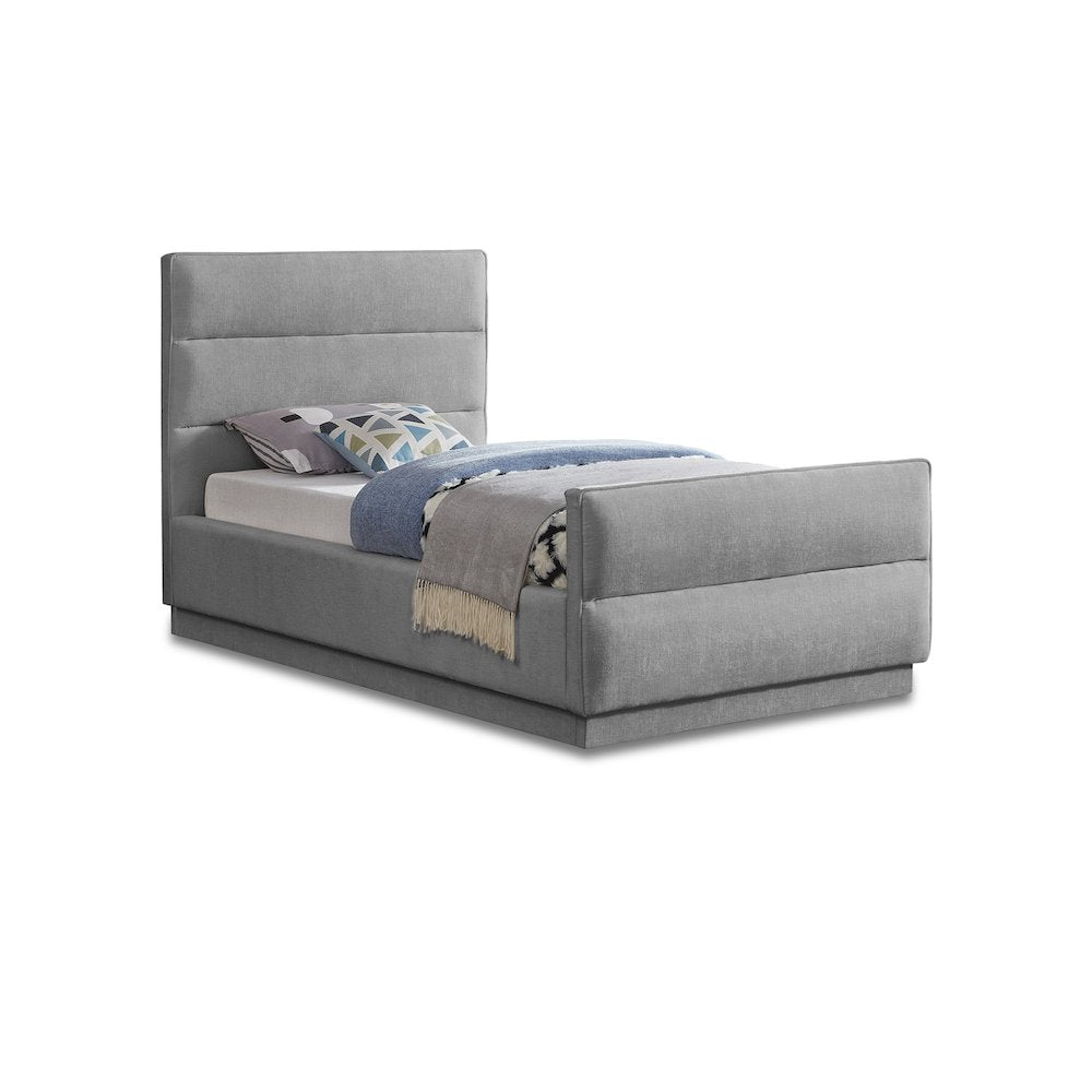 Paxton Grey Chenille Fabric Twin Bed