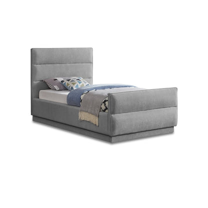 Paxton Grey Chenille Fabric Twin Bed