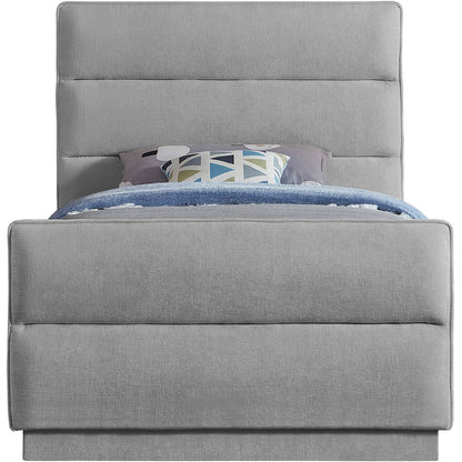 Paxton Grey Chenille Fabric Twin Bed