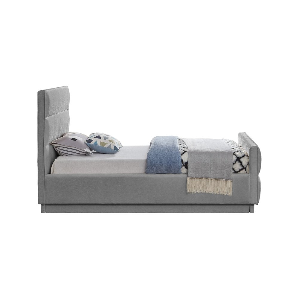 Paxton Grey Chenille Fabric Twin Bed