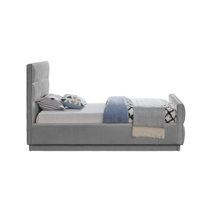 Paxton Grey Chenille Fabric Twin Bed